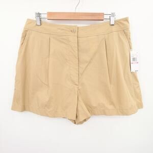 Michael Michael Kors Shorts Khaki Beige Tan Pleated Bermuda High Rise Casual 10